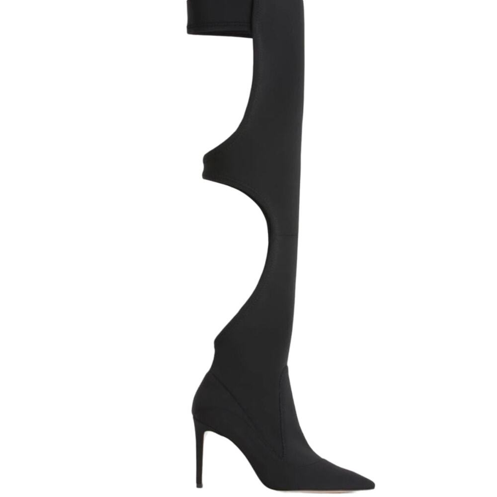NWOT Good American Black Over The Knee Cut Out Boots SZ 7